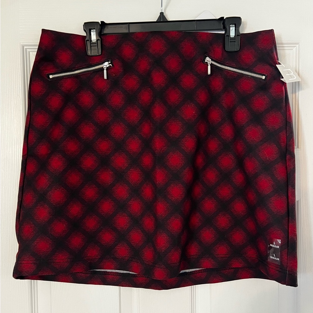 Maurices Red and Black Plaid Mini Skirt